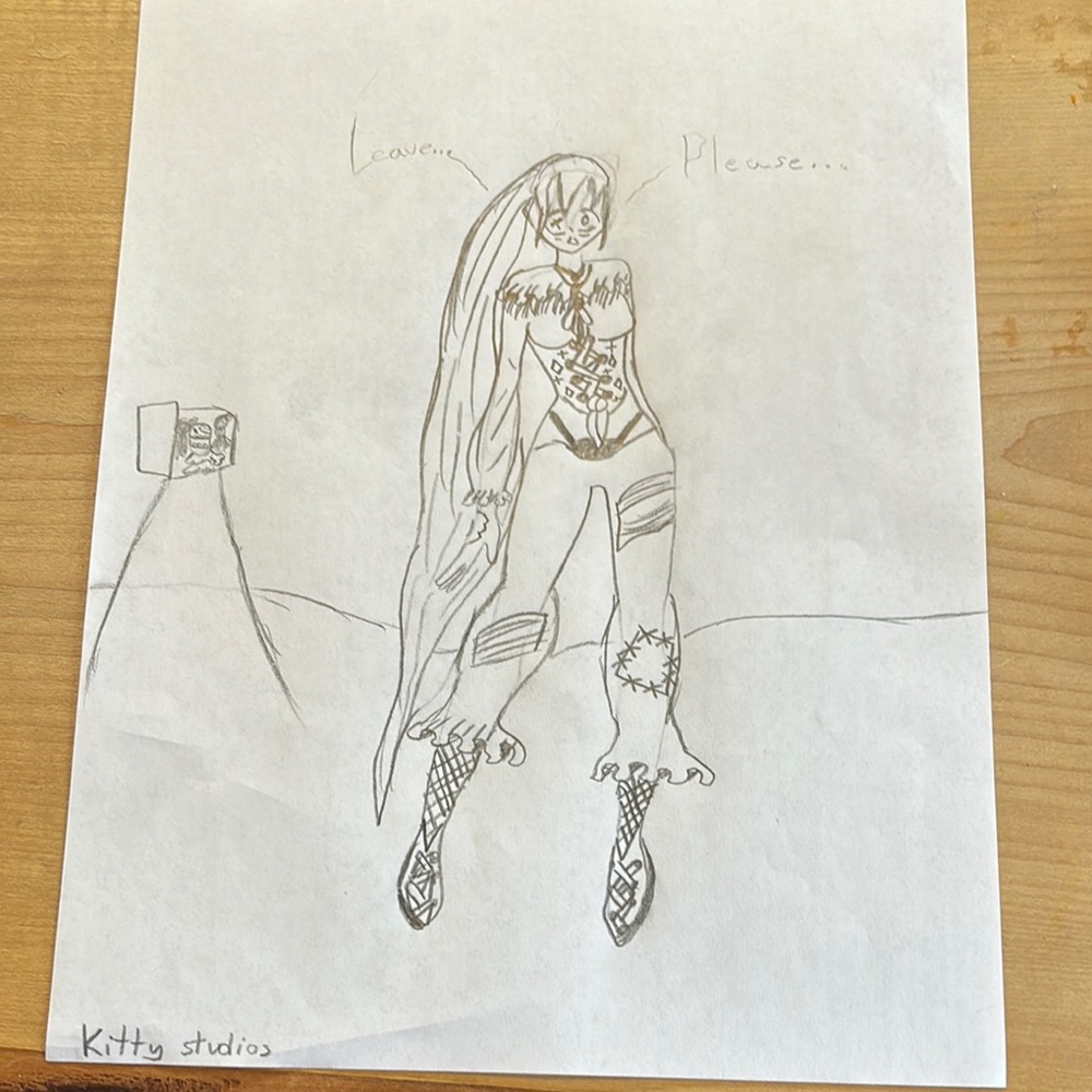 Original anime style pencil artwork zombie infection series #1 Kitty studios